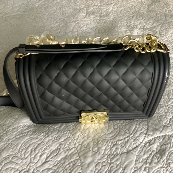Toyboy quilted matte jelly purse | black and gold - Picture 1 of 6